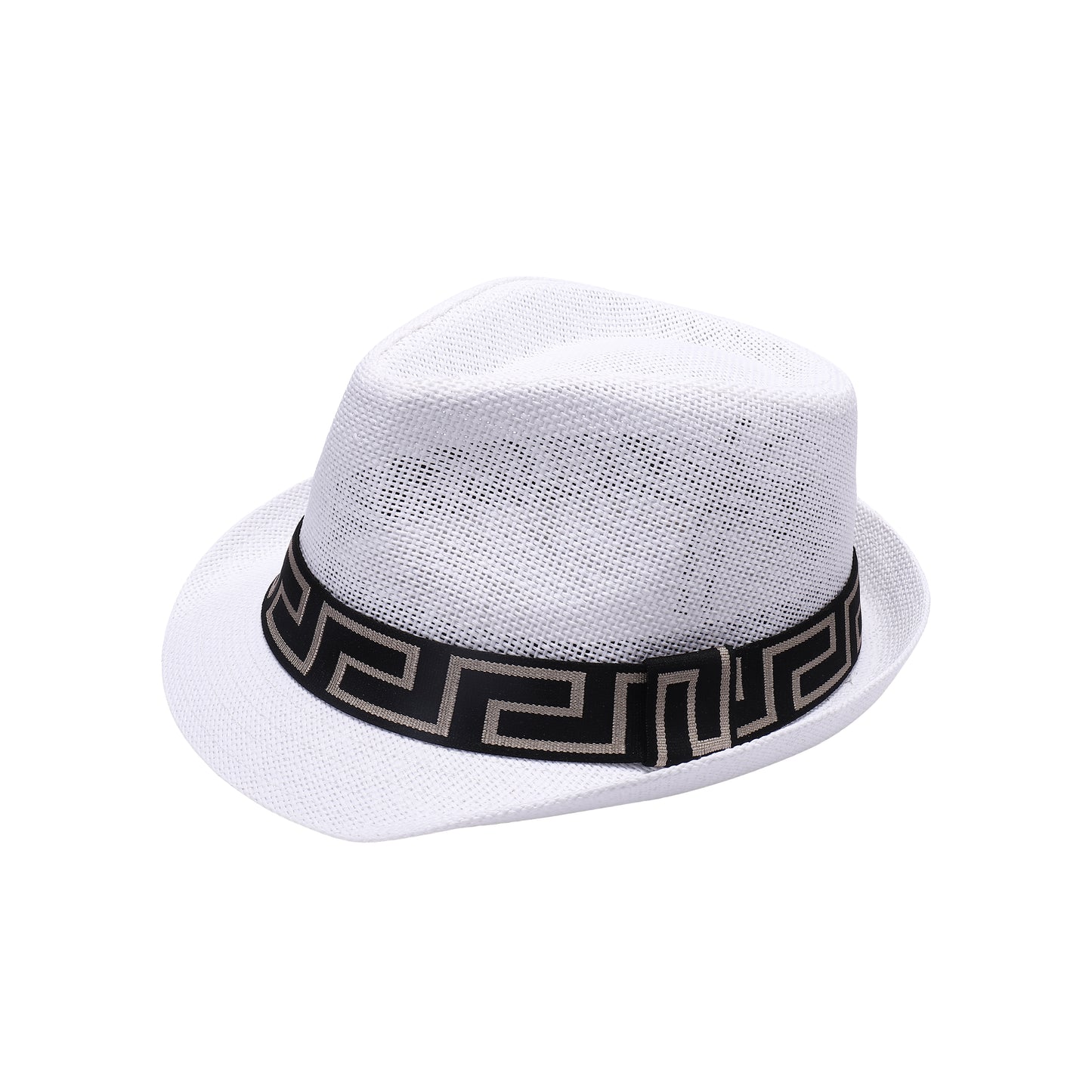 Summer Trilby Hat with Geometric Contrast Band