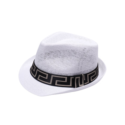 Summer Trilby Hat with Geometric Contrast Band