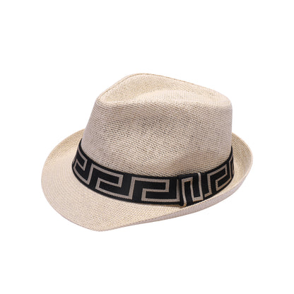 Summer Trilby Hat with Geometric Contrast Band