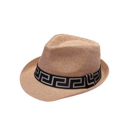 Summer Trilby Hat with Geometric Contrast Band