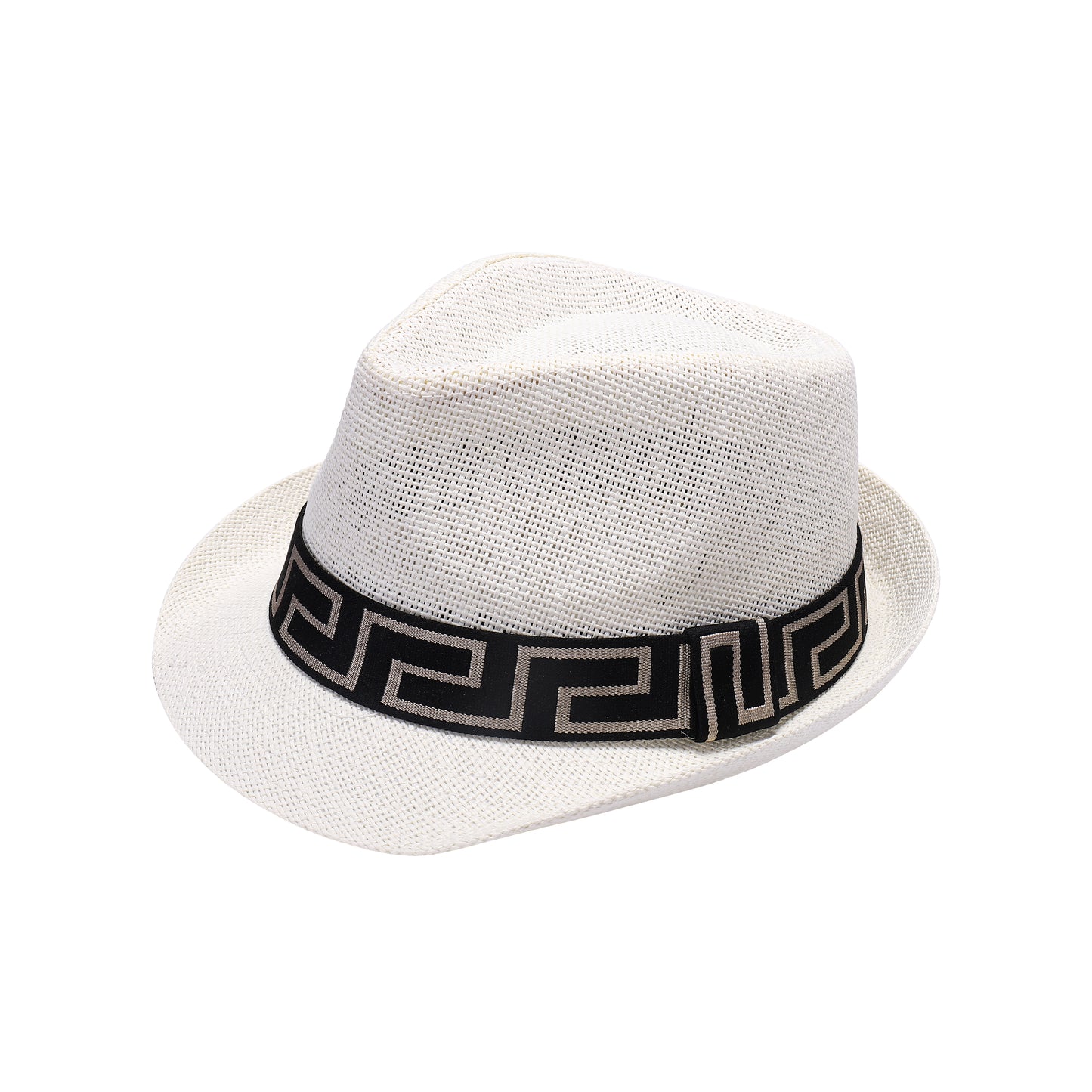 Summer Trilby Hat with Geometric Contrast Band