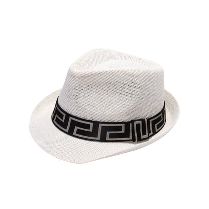 Summer Trilby Hat with Geometric Contrast Band