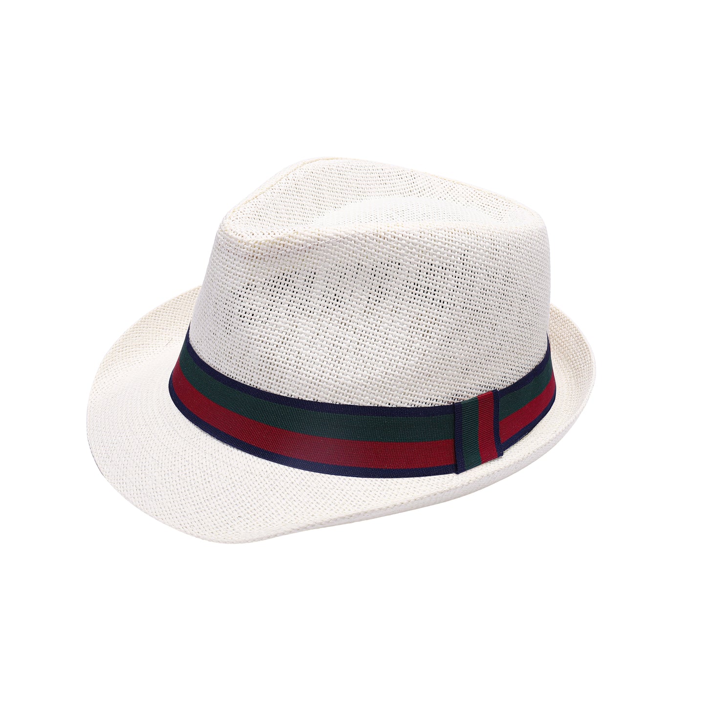 Summer Trilby Hat with Green and Red Striped Band
