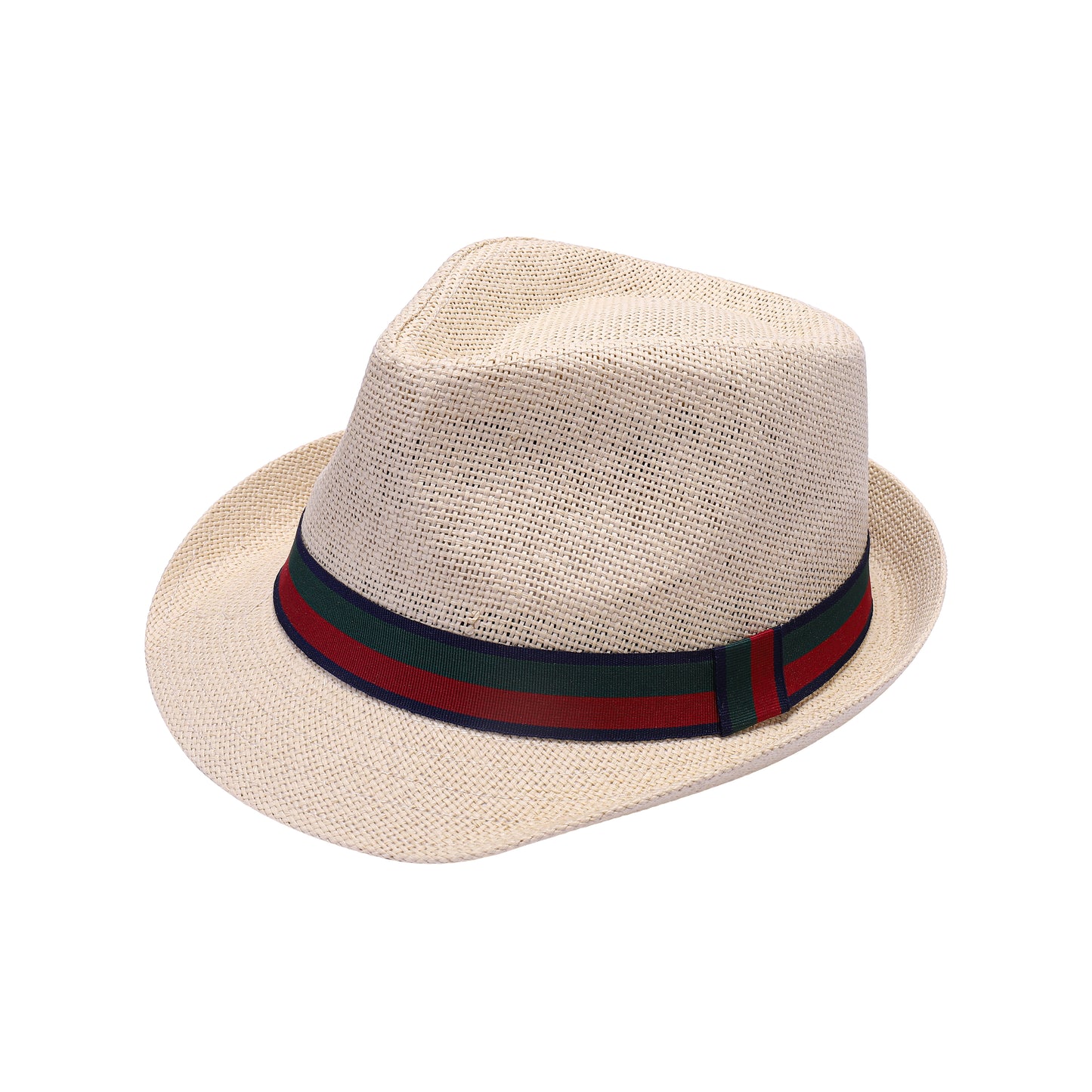 Summer Trilby Hat with Green and Red Striped Band