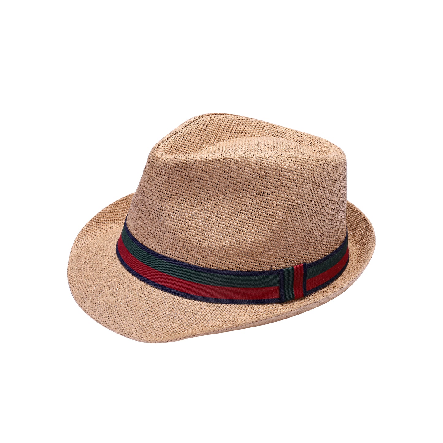 Summer Trilby Hat with Green and Red Striped Band