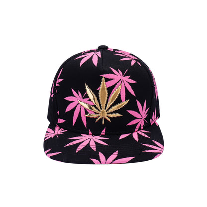 Metallic Ganja Leaf & Ganja Print Snapback