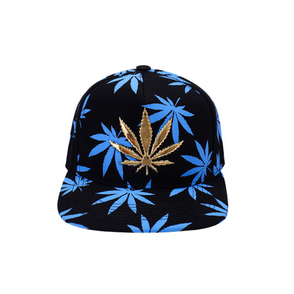 Metallic Ganja Leaf & Ganja Print Snapback