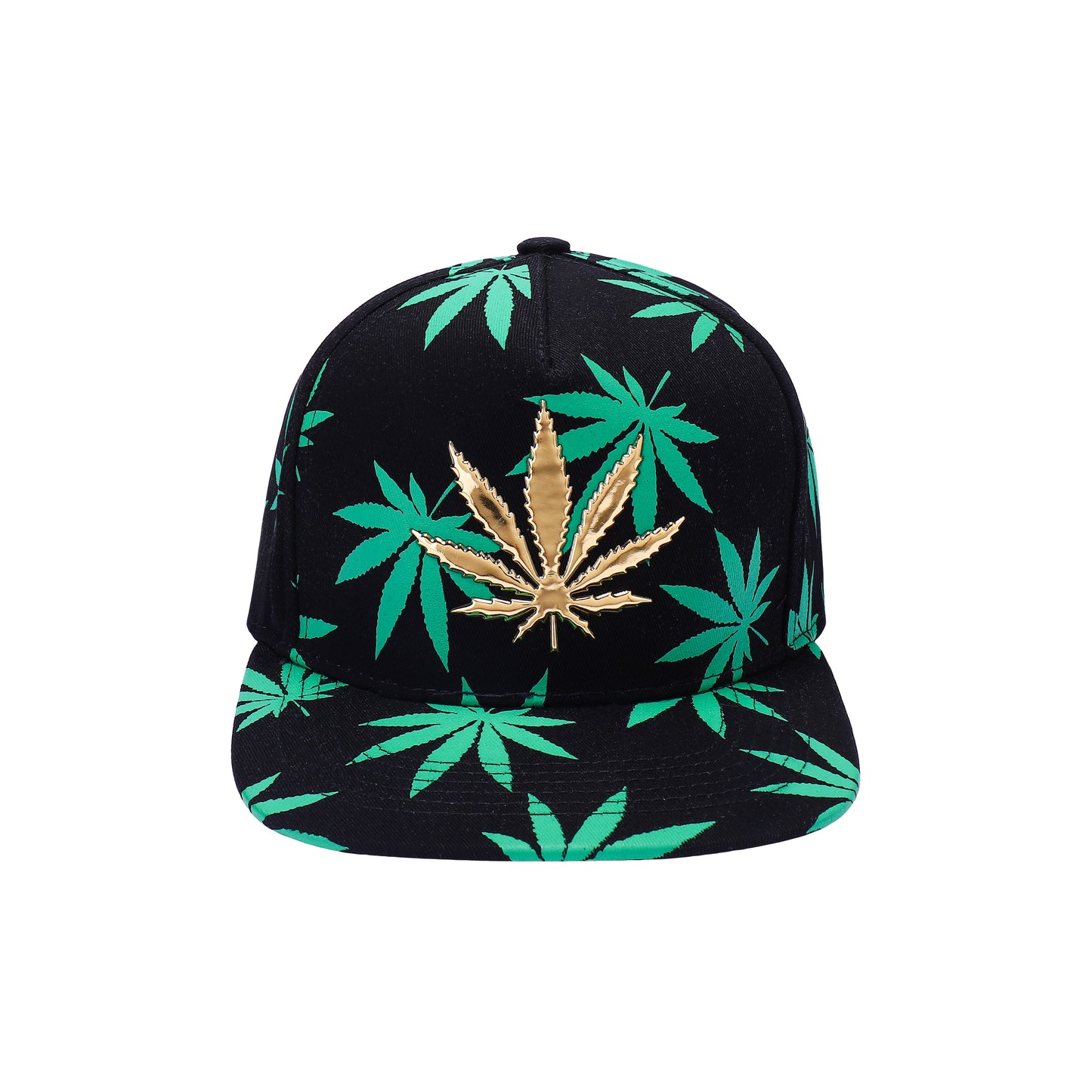Metallic Ganja Leaf & Ganja Print Snapback