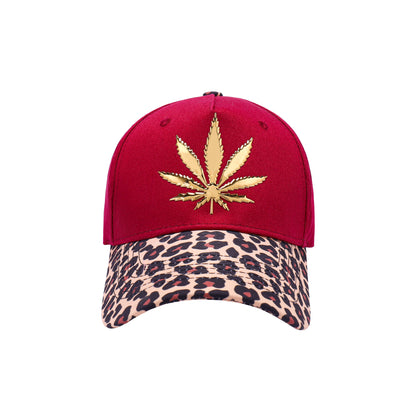 Metallic Ganja Leaf - Leopard Peak Baseball Caps