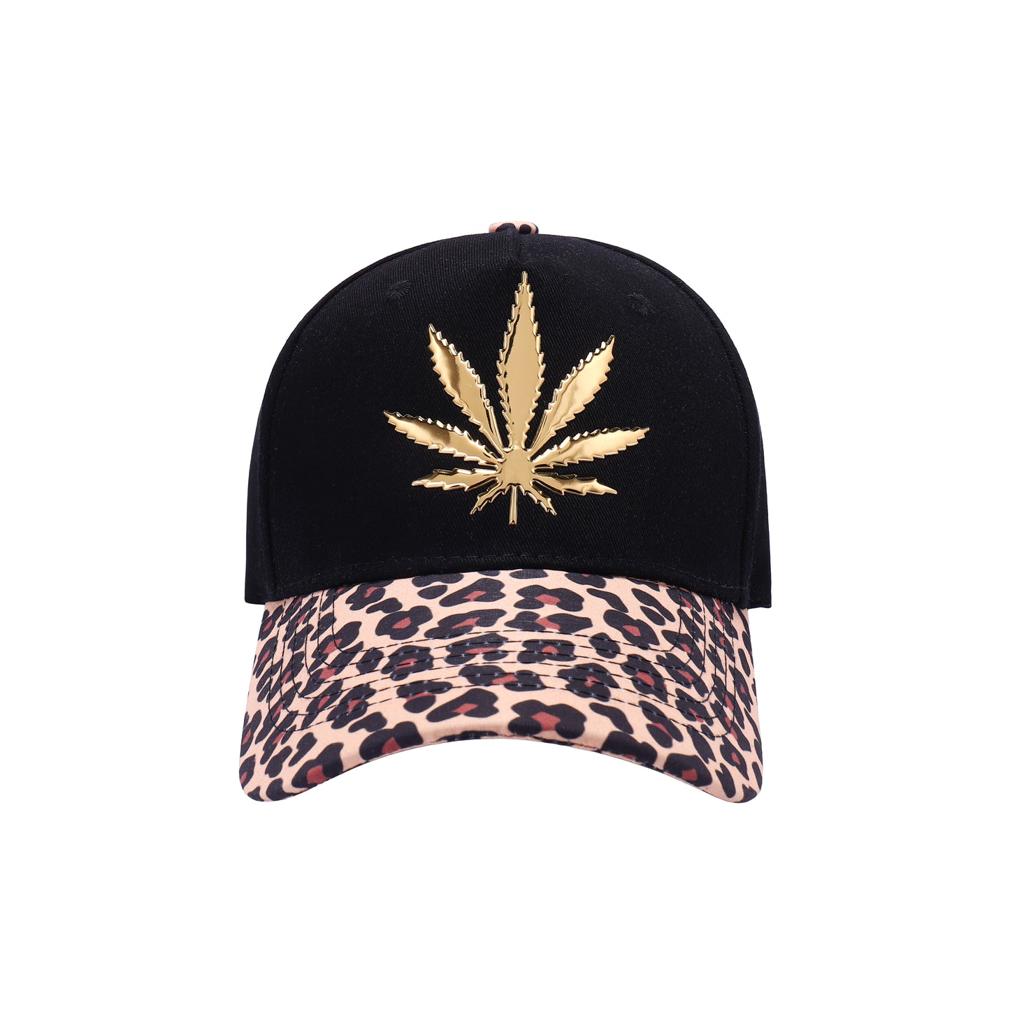Metallic Ganja Leaf - Leopard Peak Baseball Caps