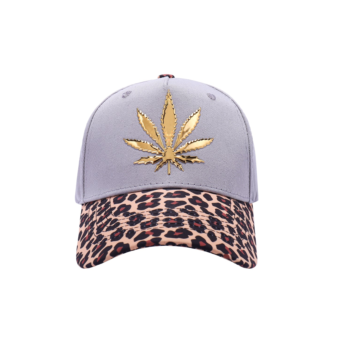 Metallic Ganja Leaf - Leopard Peak Baseball Caps