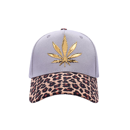 Metallic Ganja Leaf - Leopard Peak Baseball Caps