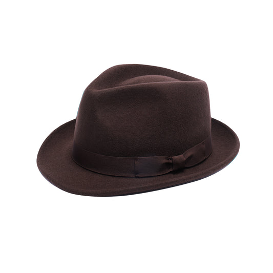 Premium Australian Wool Crushable Trilby Hat - Brown