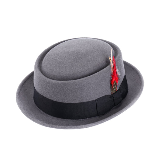 Premium Australian Wool Crushable Pork Pie Hat - Grey