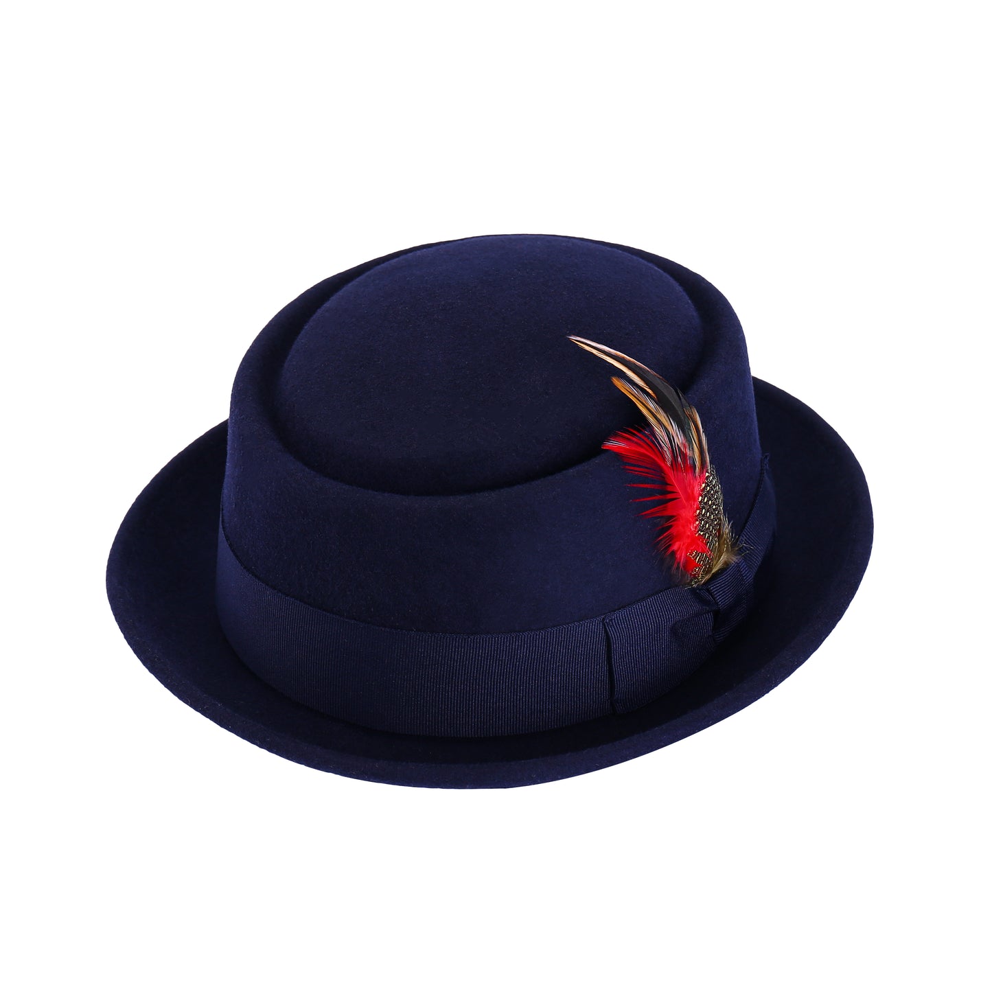 Premium Australian Wool Crushable Pork Pie Hat - Navy Blue