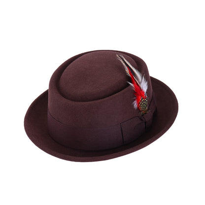 Premium Australian Wool Crushable Pork Pie Hat - Brown