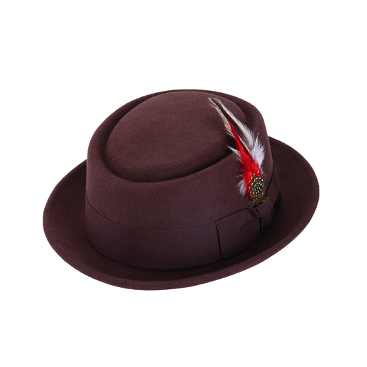Premium Australian Wool Crushable Pork Pie Hat - Brown