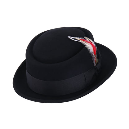 Premium Australian Wool Crushable Pork Pie Hat - Black