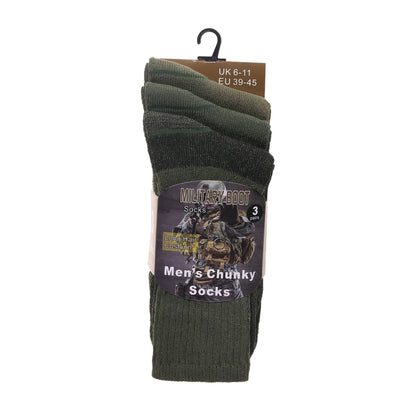 Mens Chunky Military Boot Socks (12 Pairs)