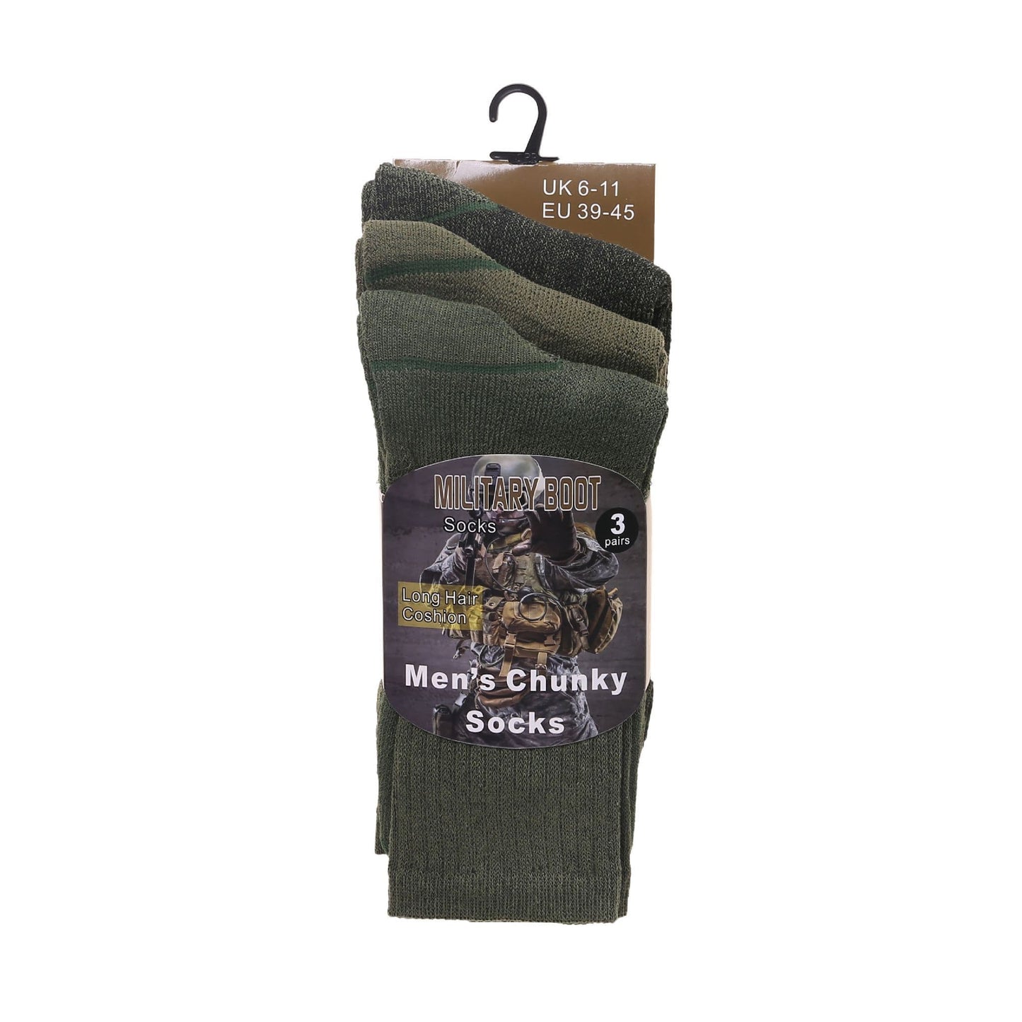 Mens Chunky Military Boot Socks (12 Pairs)