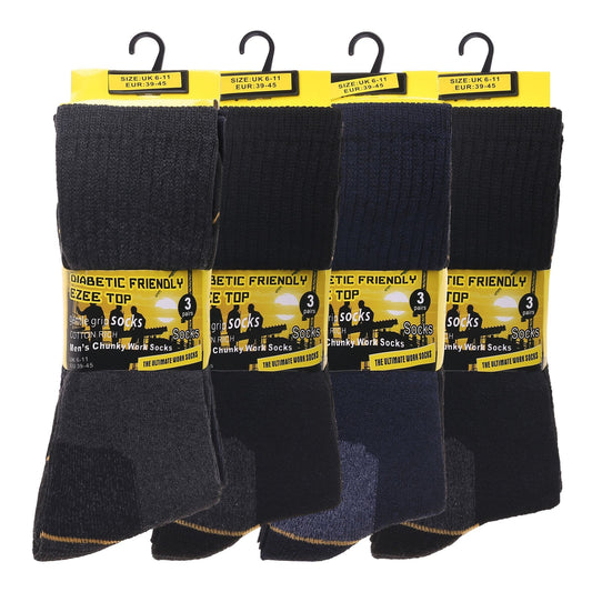 Mens Heavy Duty Chunky Diabetic Work Socks V14 (12 Pairs)