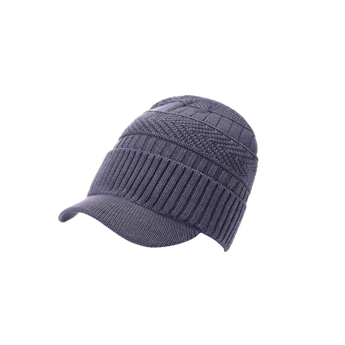 Soft & Cosy Fur Lined Beanie Hat with Peak
